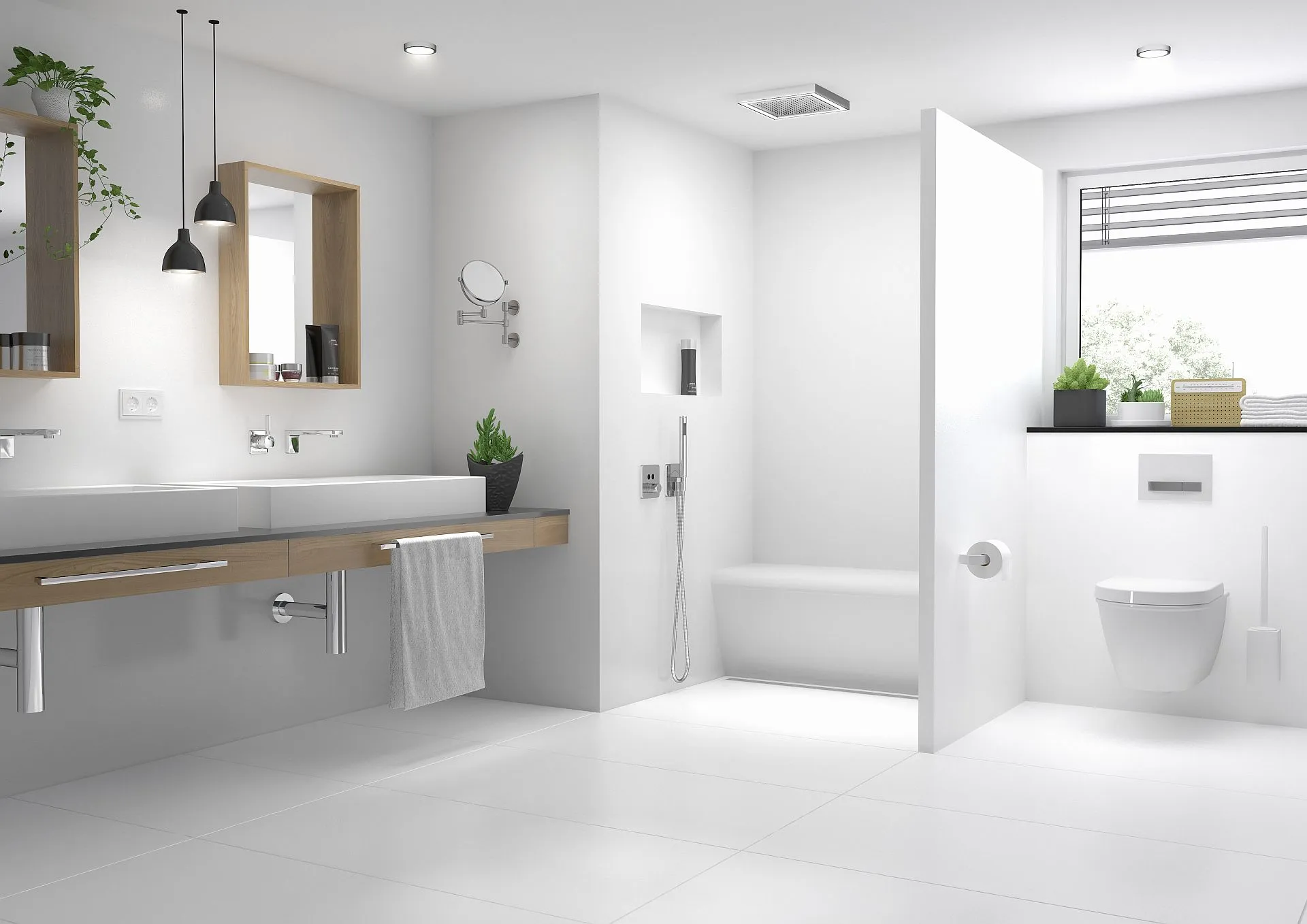 Helles barrierefreies Badezimmer mit Einrichtung von wedi.